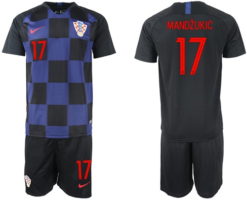 Croatia #17 Mandzukic Away Soccer Country Jersey
